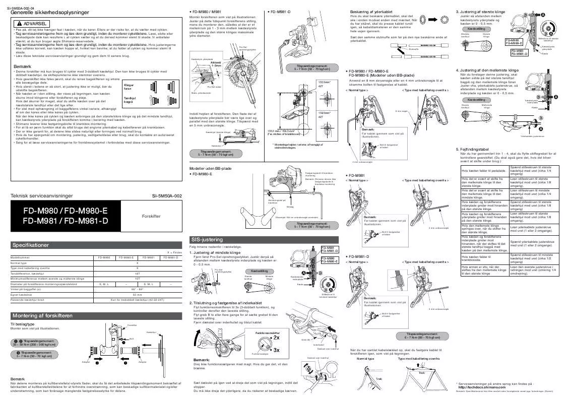 Mode d'emploi SHIMANO FD-M980-E