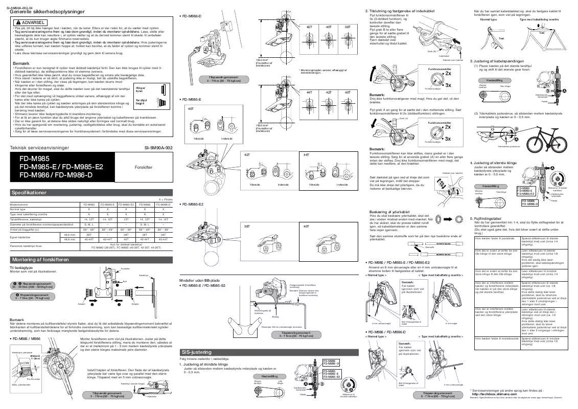 Mode d'emploi SHIMANO FD-M986