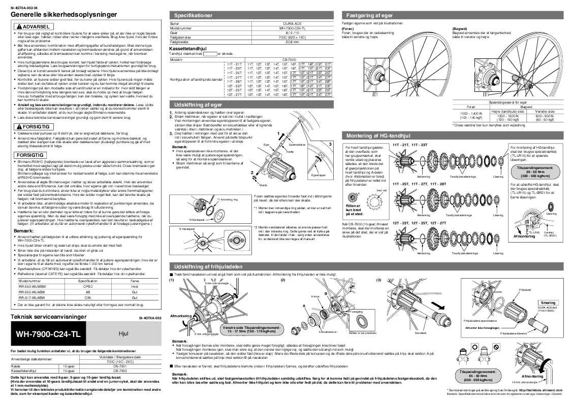 Mode d'emploi SHIMANO WH-7900-C24-TL