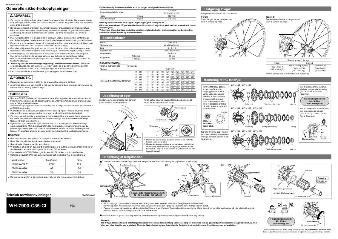 Mode d'emploi SHIMANO WH-7900-C35-CL