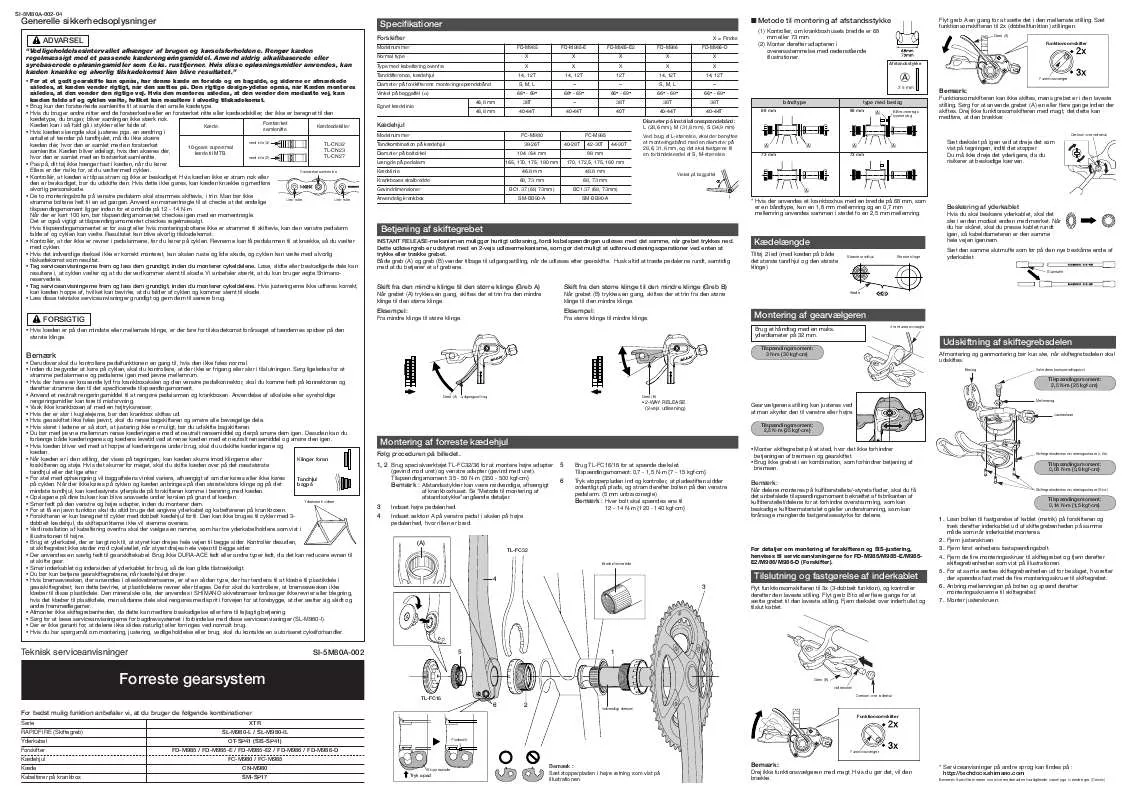 Mode d'emploi SHIMANO XTR