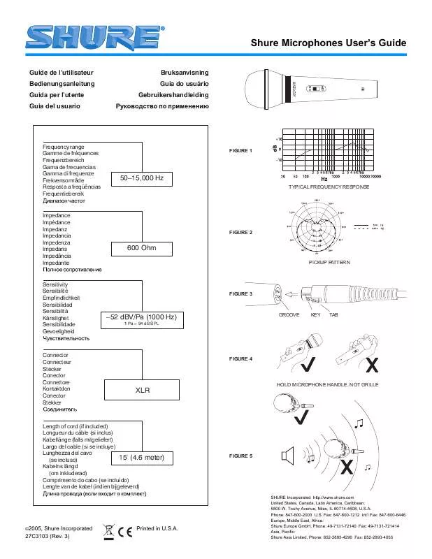 Mode d'emploi SHURE C-SERIE