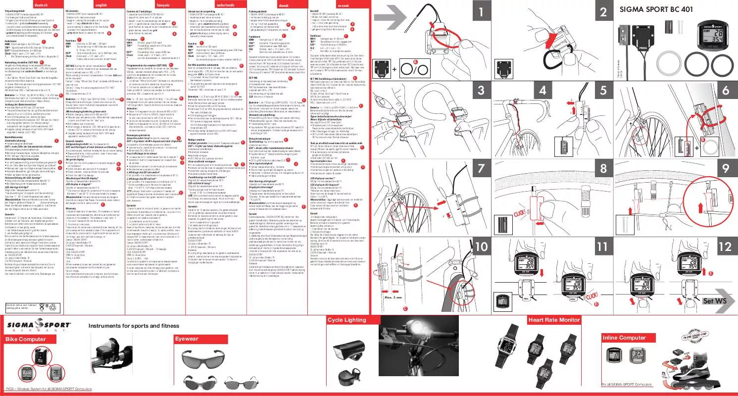 Mode d'emploi SIGMA SPORT BC 401