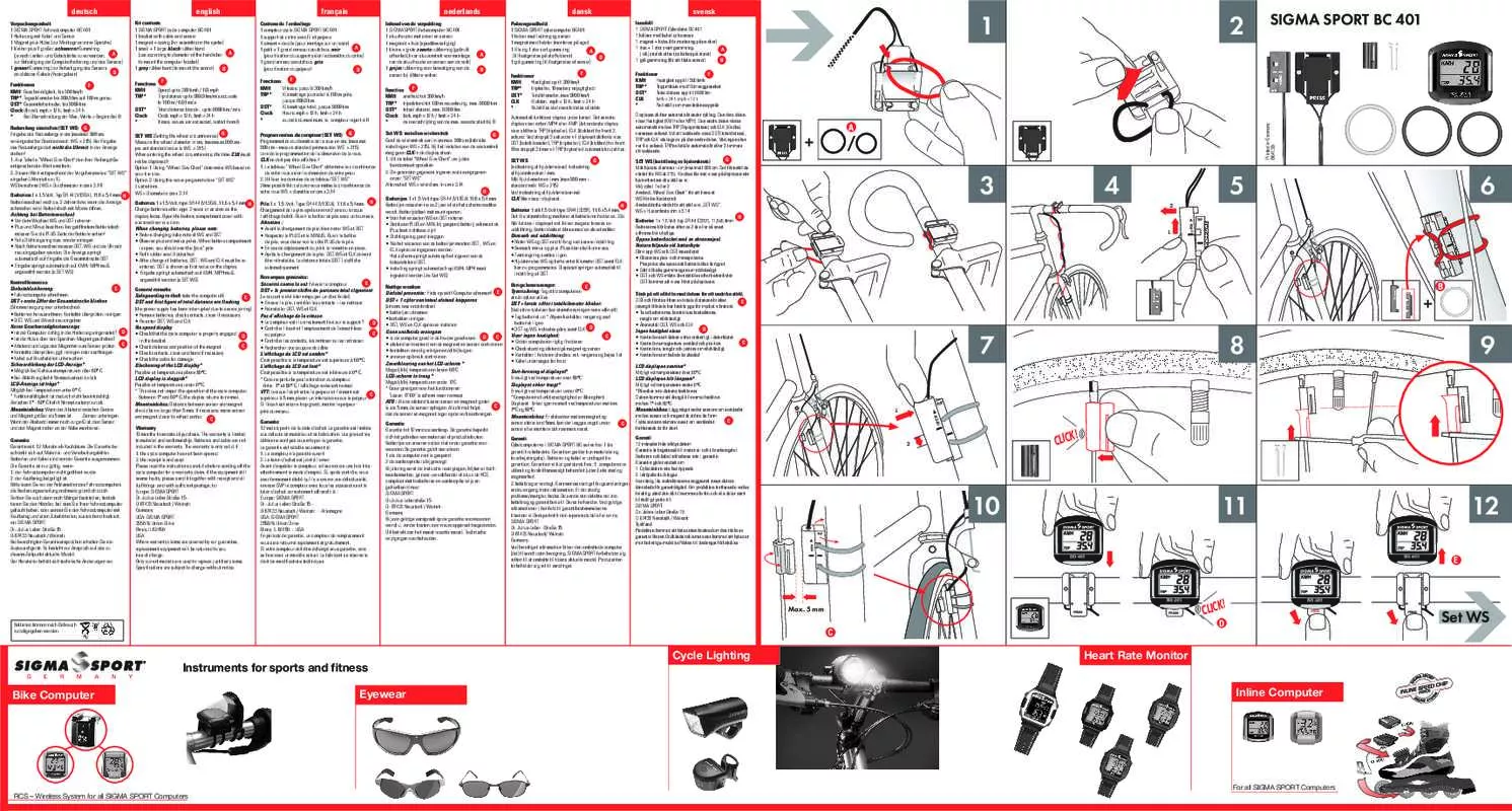 Mode d'emploi SIGMA SPORT BC401