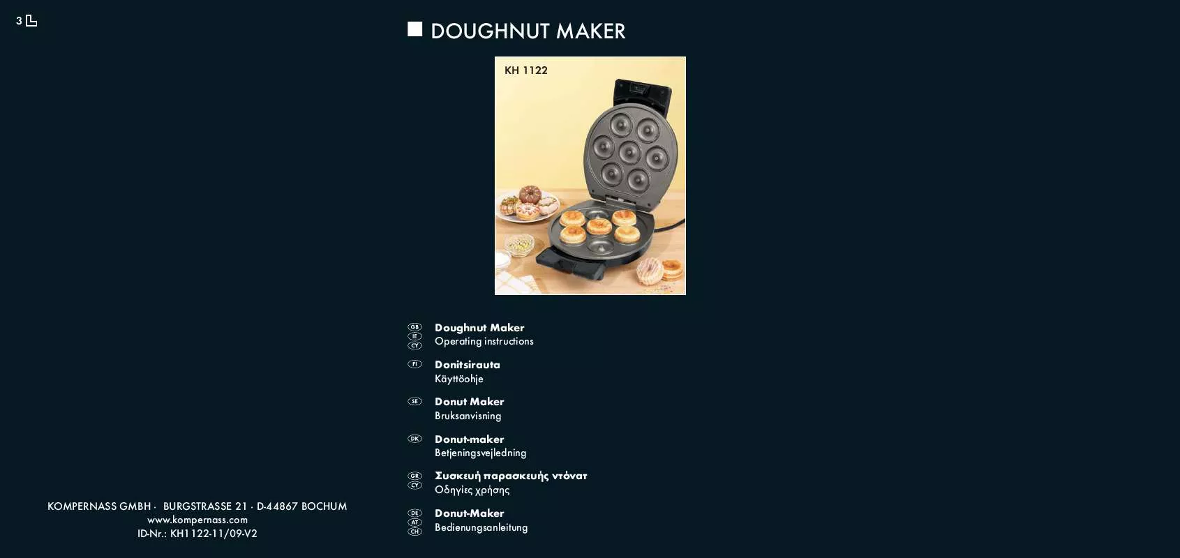 Mode d'emploi SILVERCREST KH 1122 DOUGHNUT MAKER