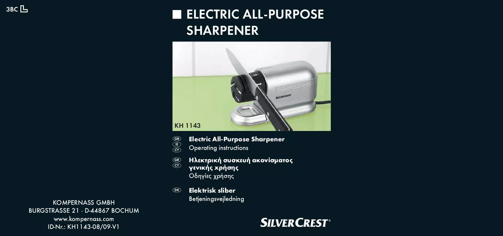 Mode d'emploi SILVERCREST KH 1143 ELECTRIC ALL-PURPOSE SHARPENER