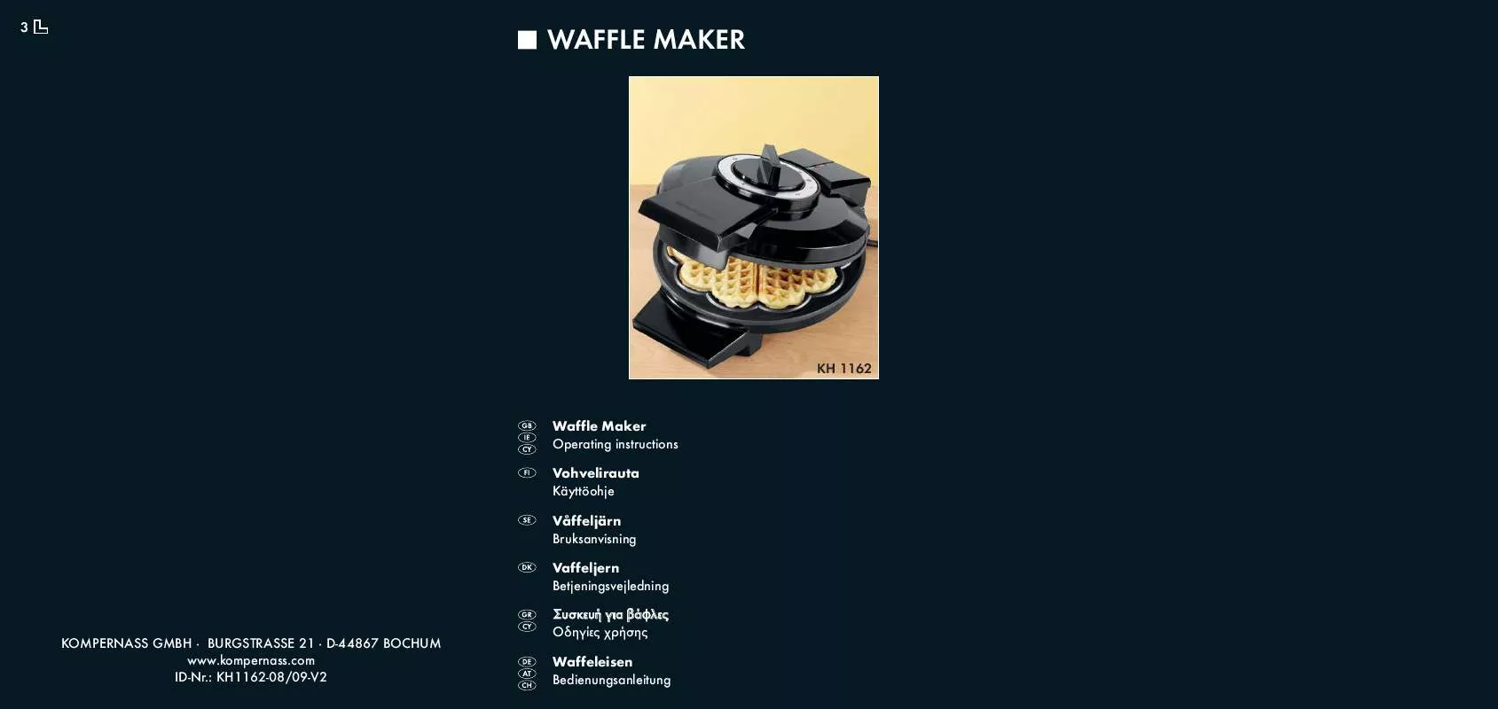 Mode d'emploi SILVERCREST KH 1162 WAFFLE MAKER