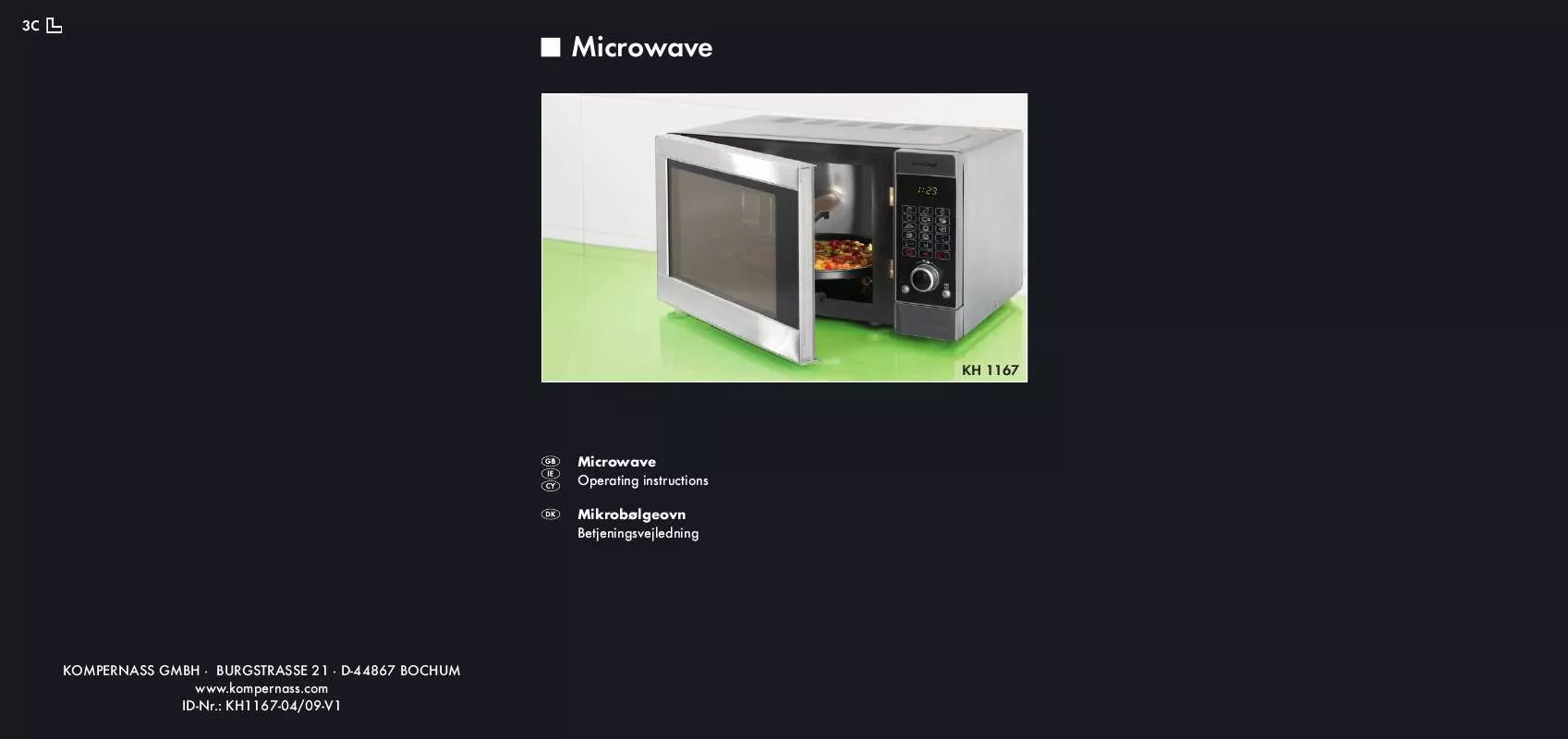 Mode d'emploi SILVERCREST KH 1167 MICROWAVE