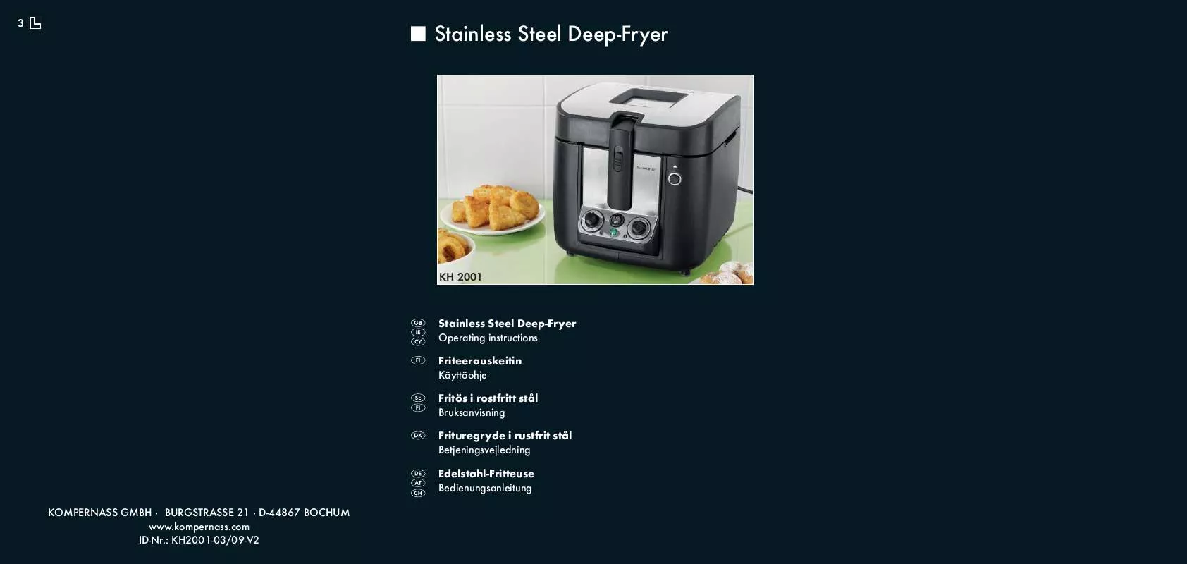 Mode d'emploi SILVERCREST KH 2001 STAINLESS STEEL DEEP-FRYER