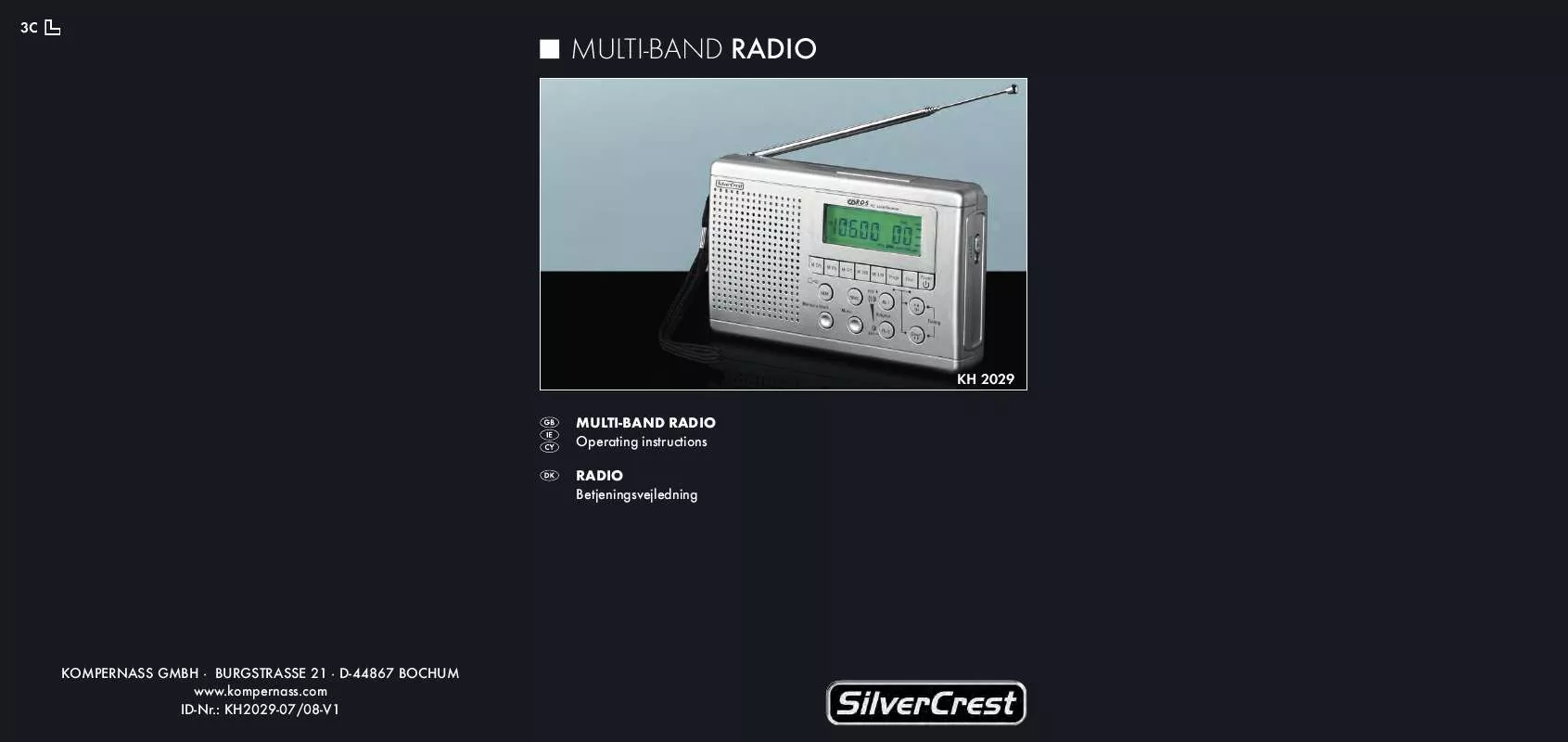 Mode d'emploi SILVERCREST KH 2029 MULTI-BAND RADIO