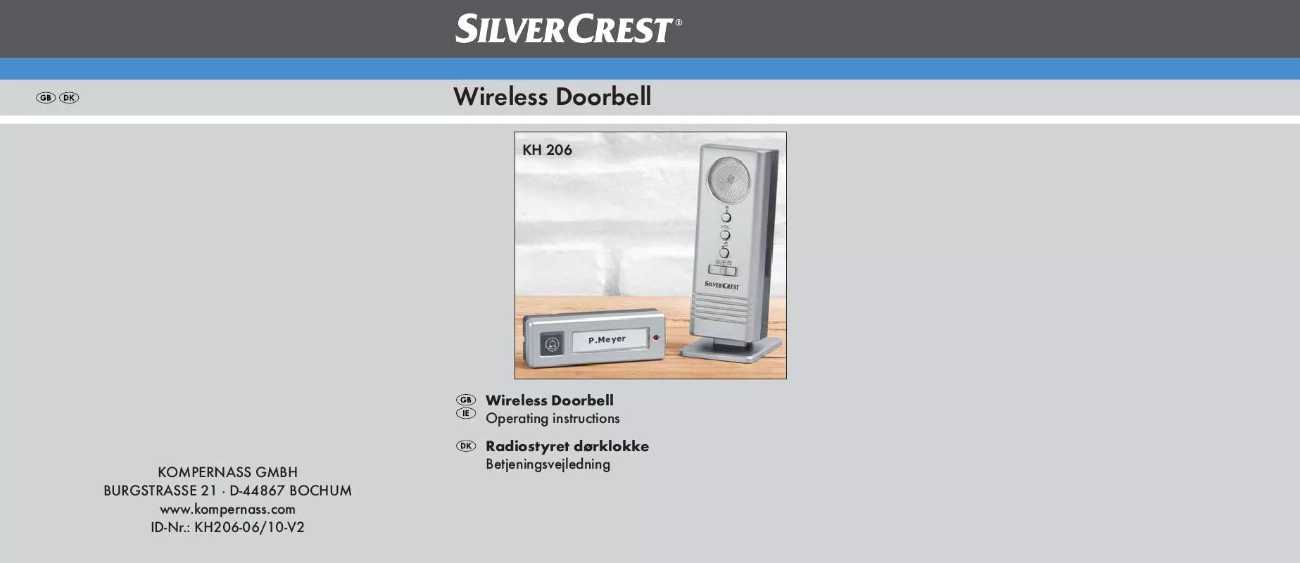 Mode d'emploi SILVERCREST KH 206 WIRELESS DOORBELL