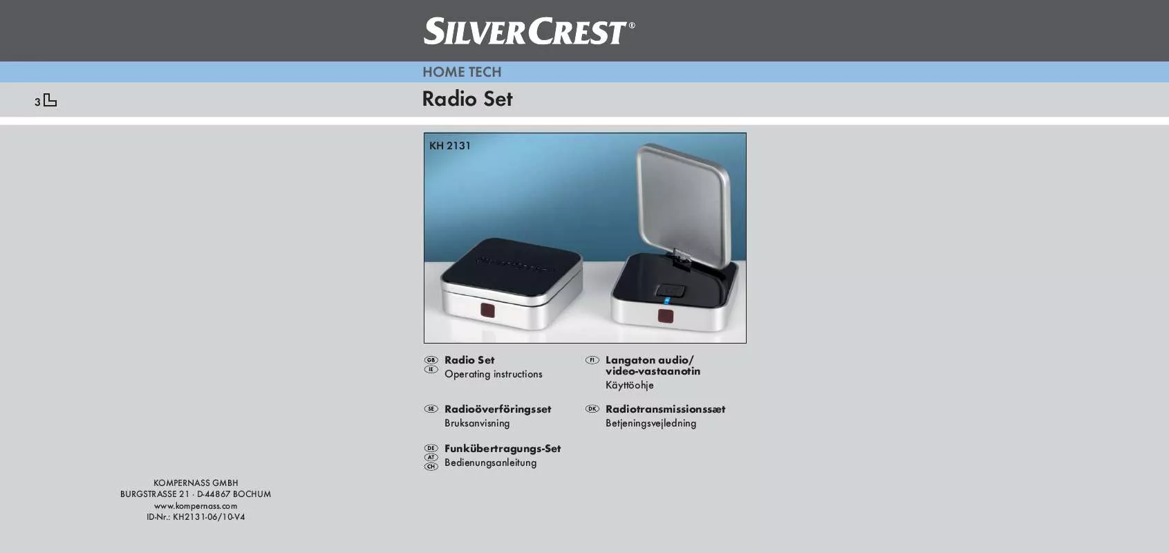 Mode d'emploi SILVERCREST KH 2131 RADIO SET