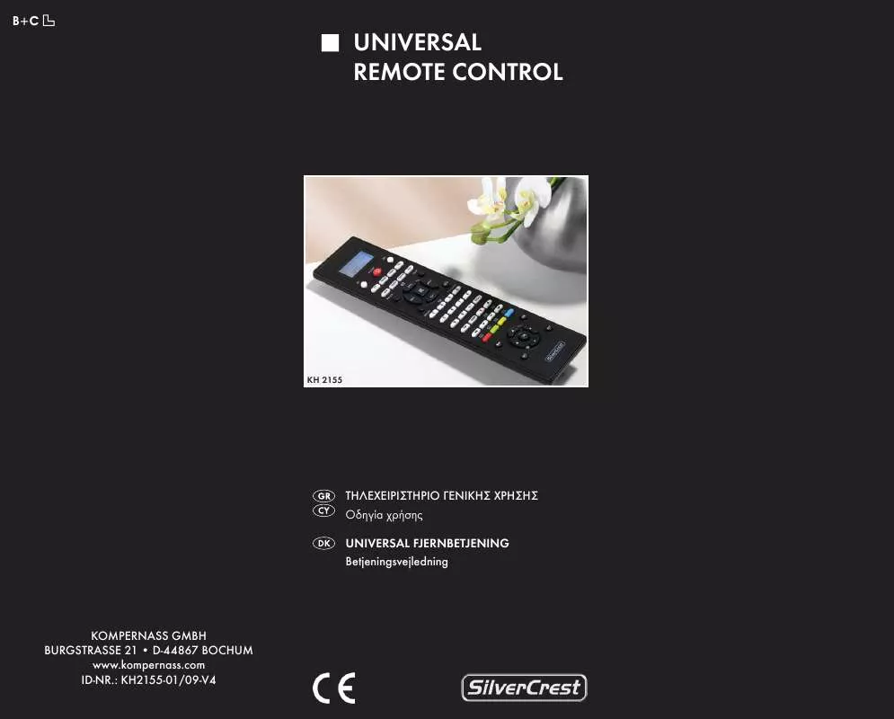 Mode d'emploi SILVERCREST KH 2155 UNIVERSAL REMOTE CONTROL