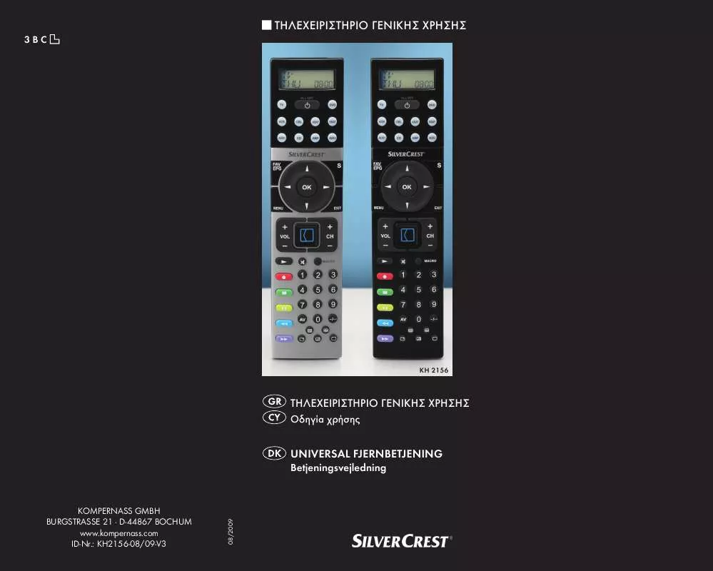 Mode d'emploi SILVERCREST KH 2156 UNIVERSAL REMOTE CONTROL