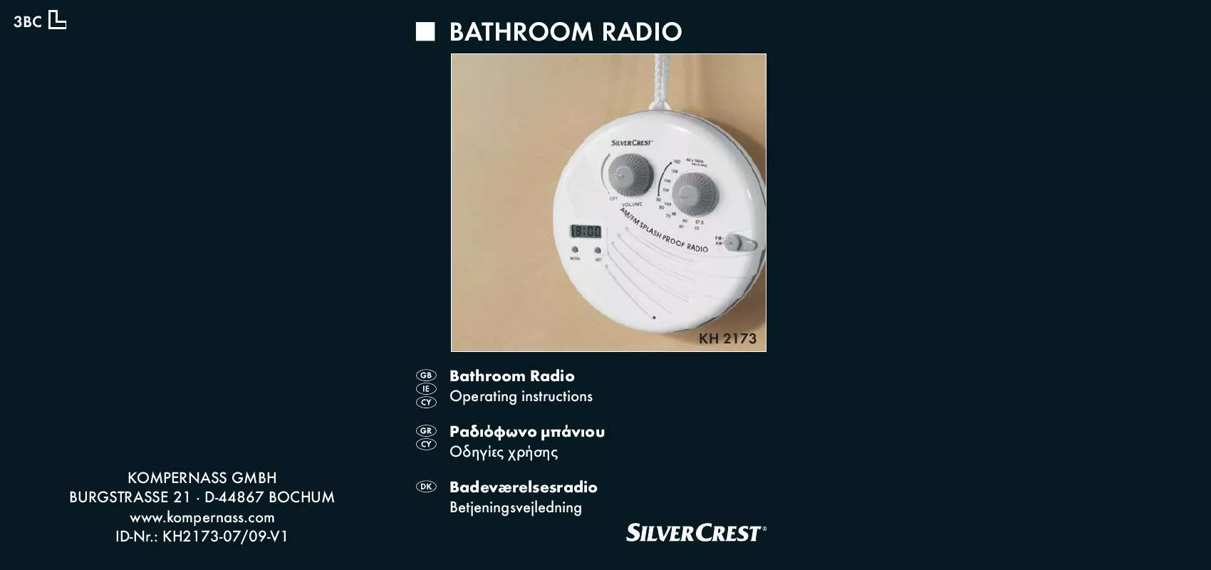 Mode d'emploi SILVERCREST KH 2173 BATHROOM RADIO