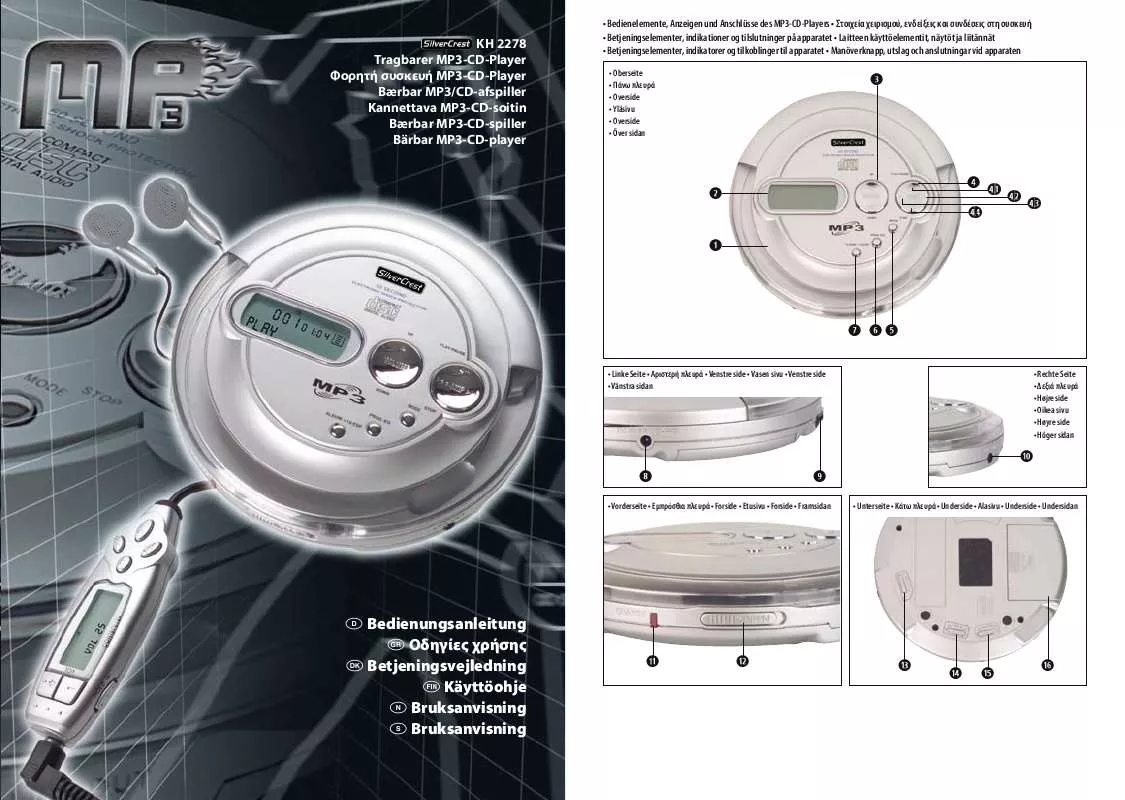 Mode d'emploi SILVERCREST KH 2278 PORTABLE MP3-CD PLAYER