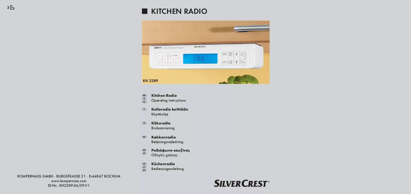 Mode d'emploi SILVERCREST KH 2289 KITCHEN RADIO