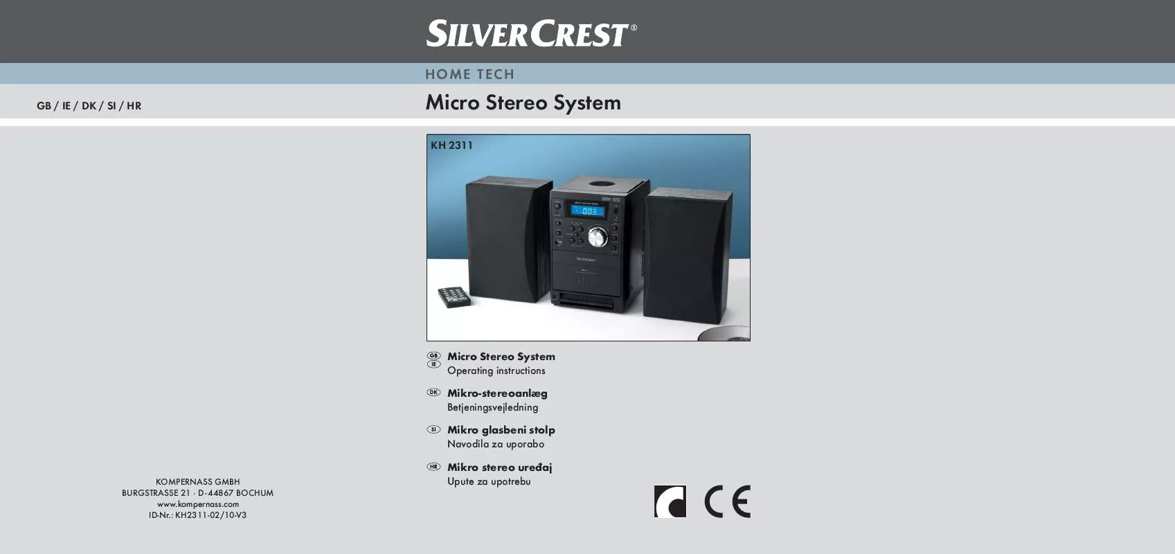 Mode d'emploi SILVERCREST KH 2311 MICRO STEREO SYSTEM