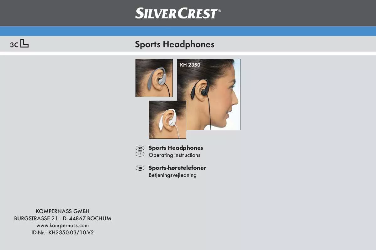 Mode d'emploi SILVERCREST KH 2350 SPORTS HEADPHONES