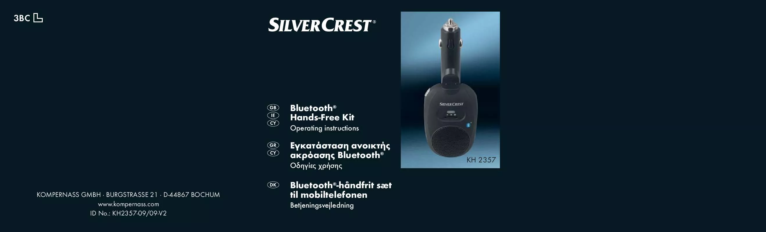 Mode d'emploi SILVERCREST KH 2357 BLUETOOTH® HANDS-FREE KIT