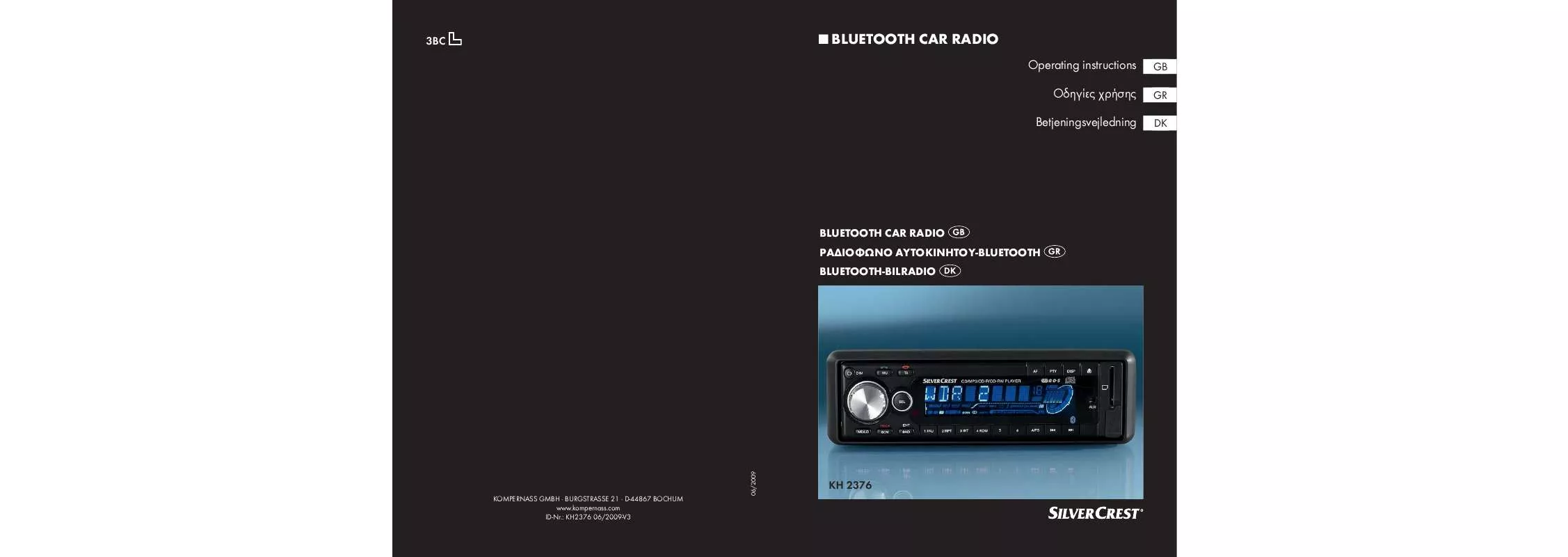 Mode d'emploi SILVERCREST KH 2376 BLUETOOTH® CAR RADIO