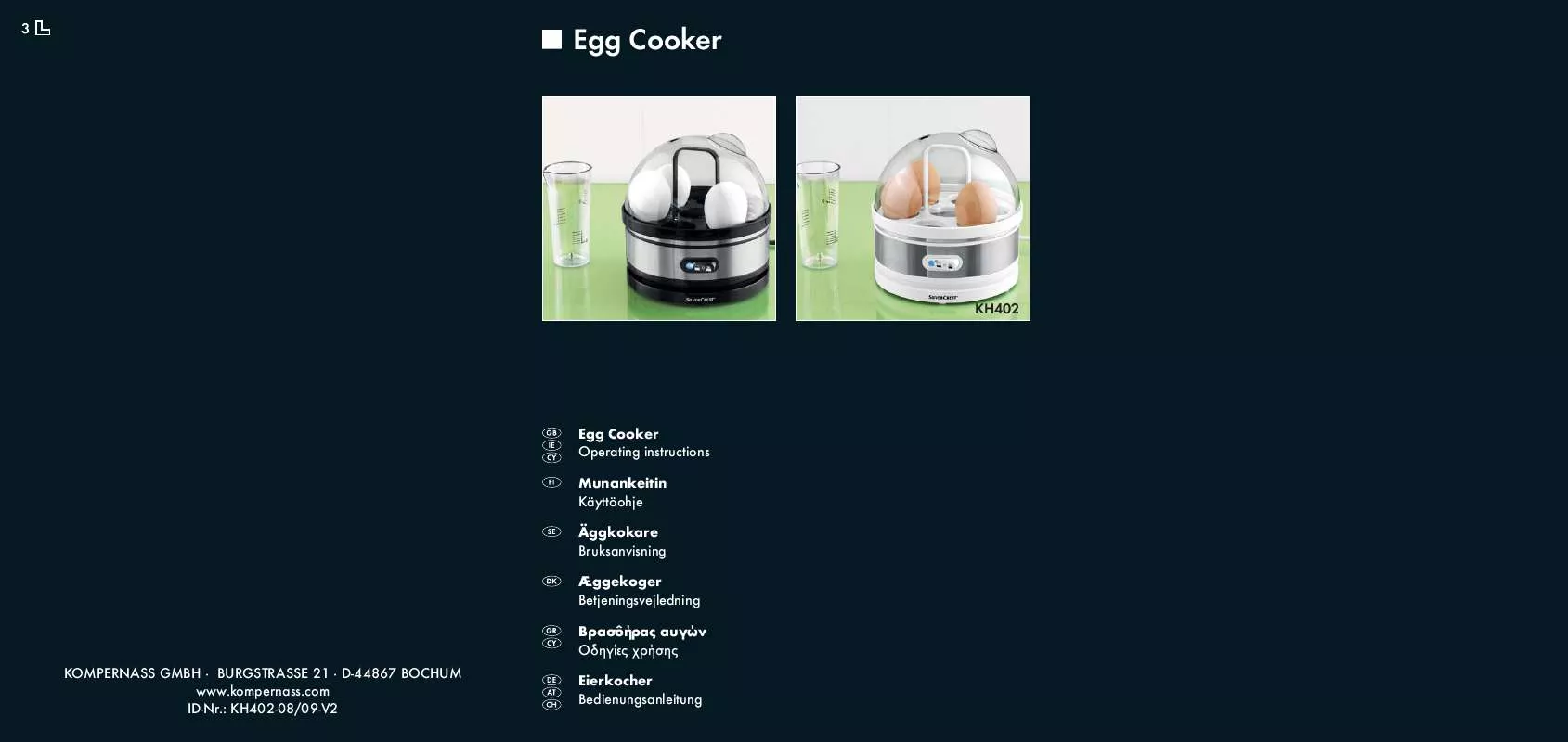 Mode d'emploi SILVERCREST KH 402 EGG COOKER