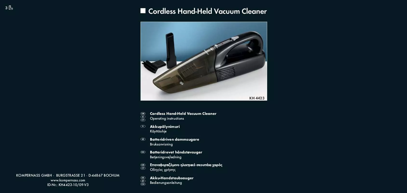 Mode d'emploi SILVERCREST KH 4423 CORDLESS HAND-HELD VACUUM CLEANER