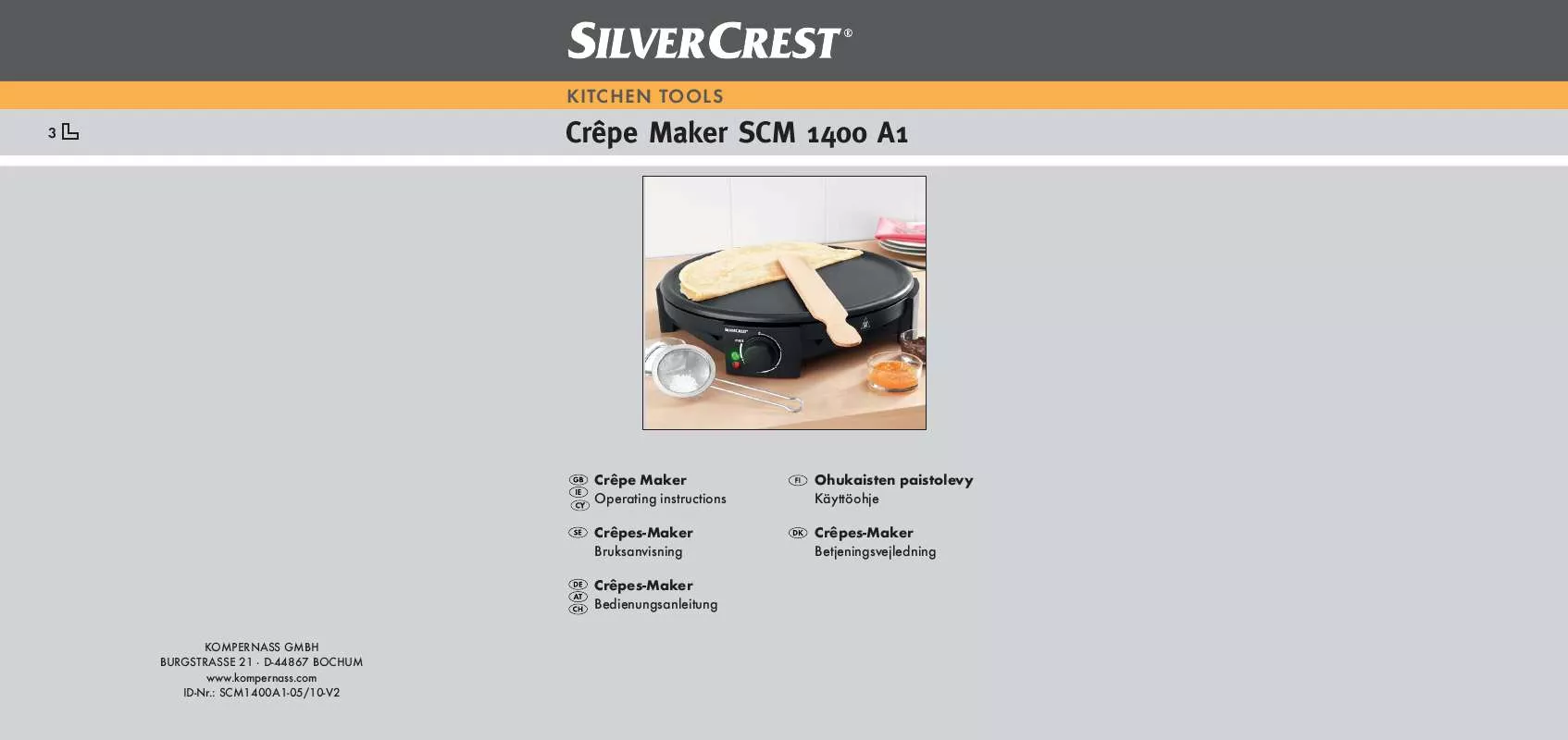 Mode d'emploi SILVERCREST SCM 1400 A1 CRÊPE MAKER