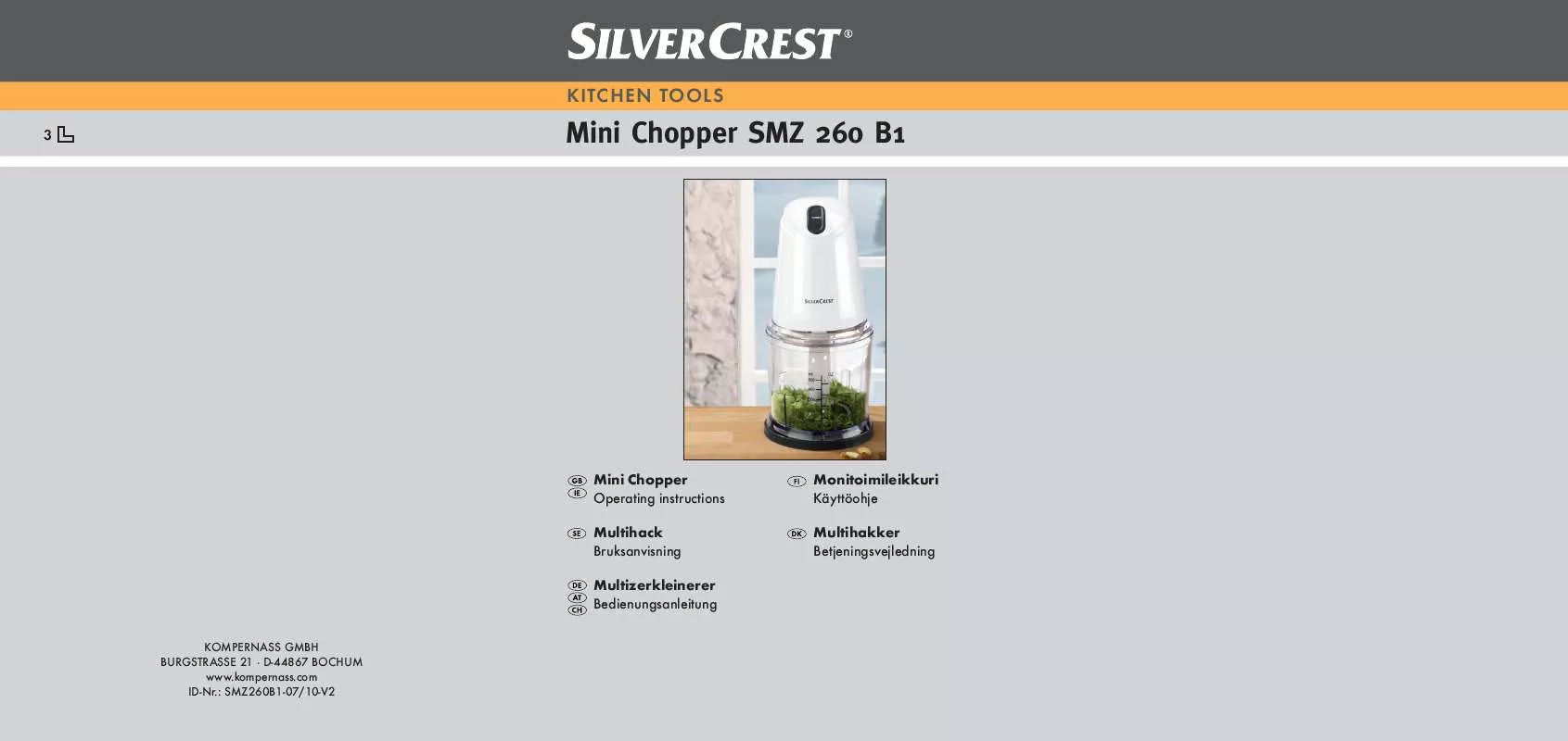 Mode d'emploi SILVERCREST SMZ 260 B1