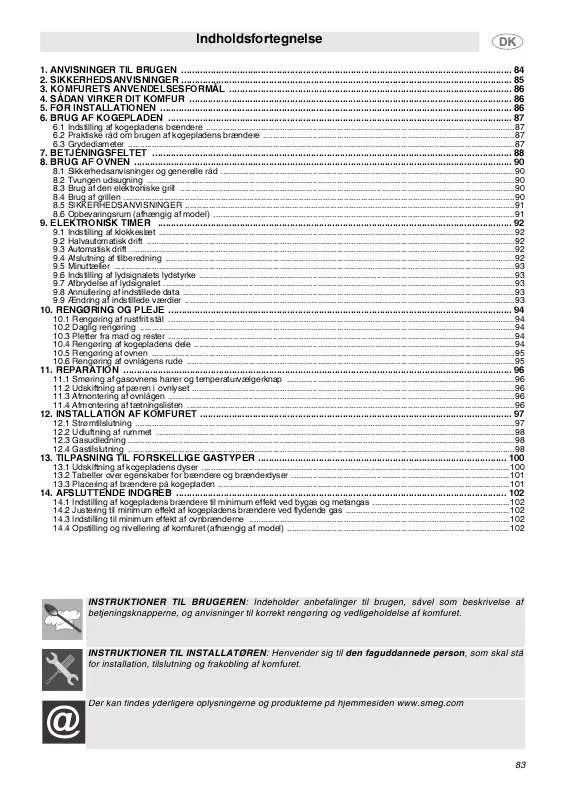 Mode d'emploi SMEG SNL92MFN5