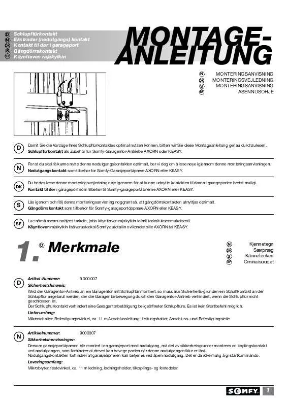 Mode d'emploi SOMFY SCHLUPFTUERKONTAKT