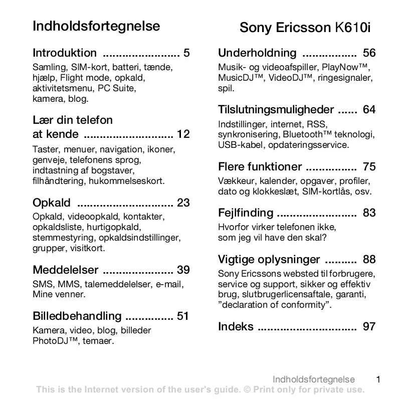 Mode d'emploi SONY ERICSSON K610