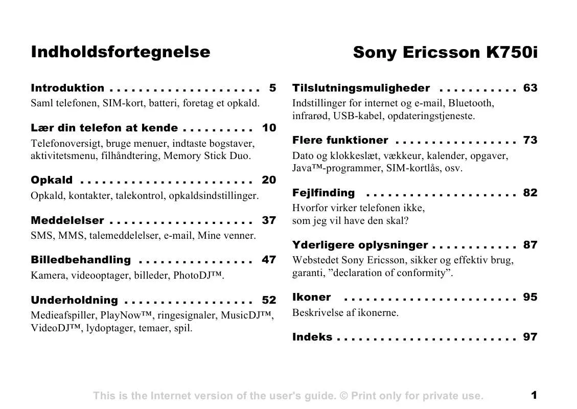 Mode d'emploi SONY ERICSSON K750