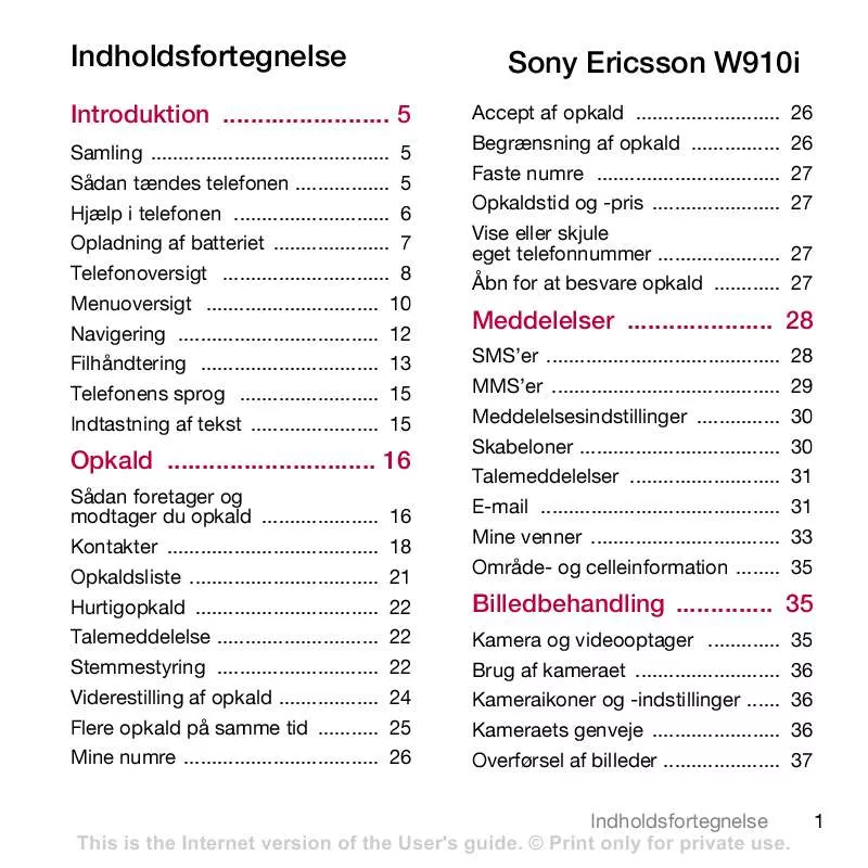 Mode d'emploi SONY ERICSSON W910