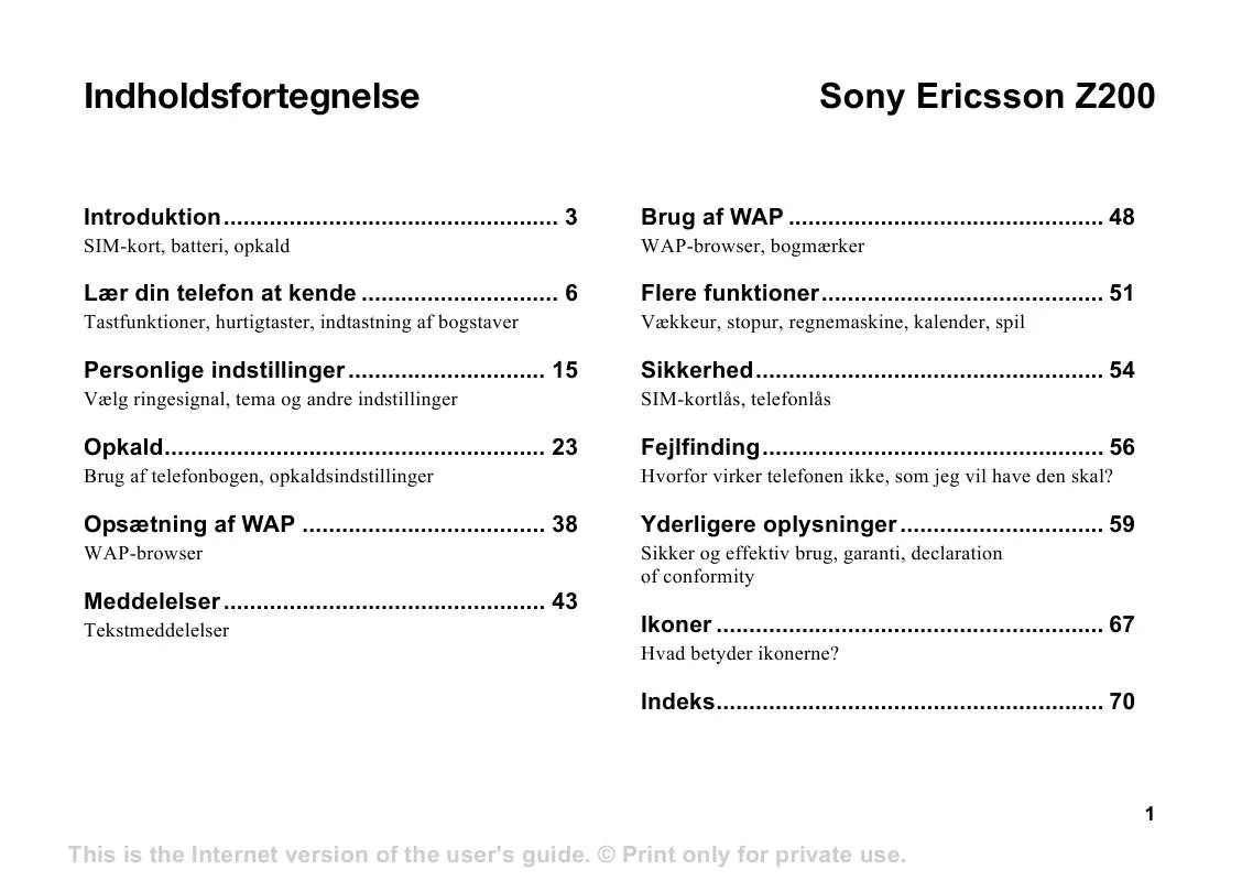 Mode d'emploi SONY ERICSSON Z200