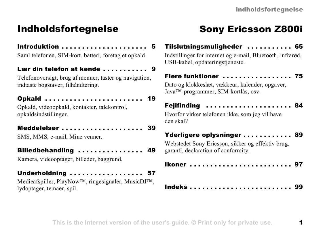 Mode d'emploi SONY ERICSSON Z800I