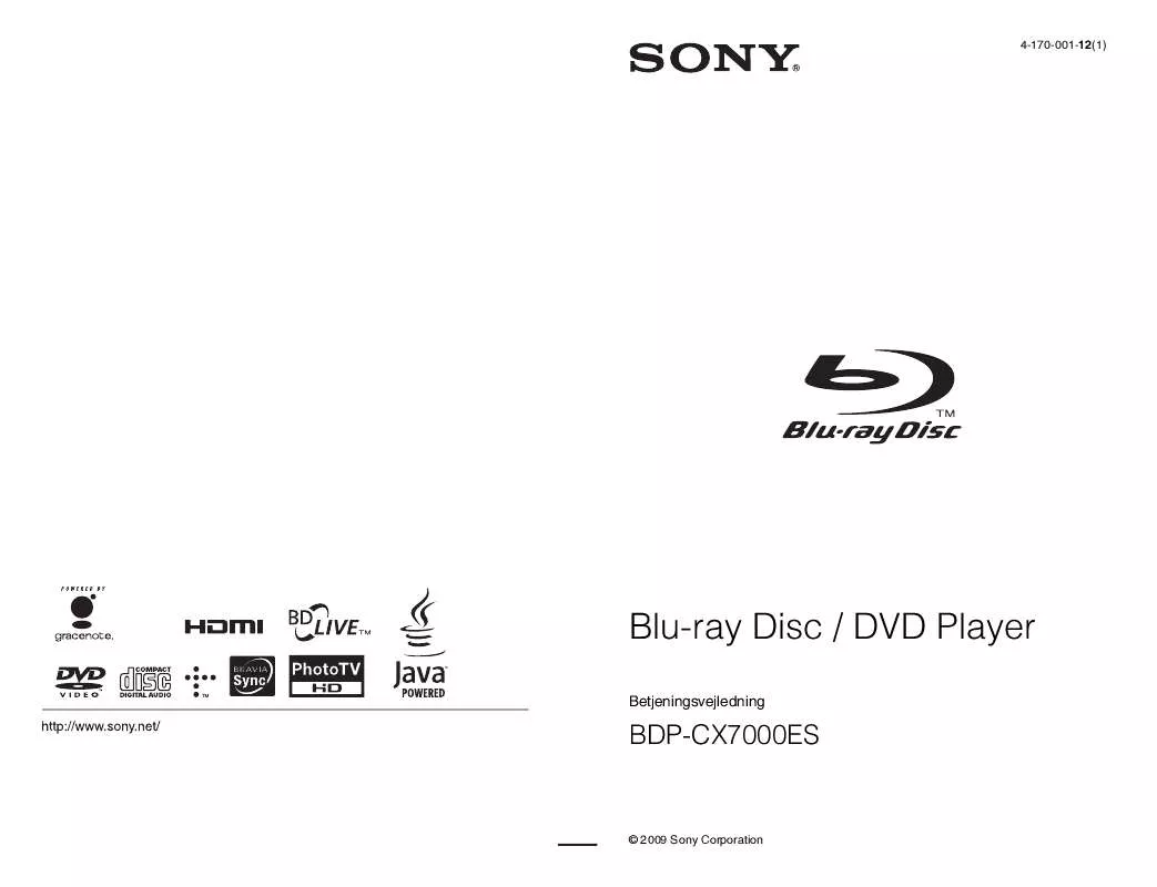 Mode d'emploi SONY BDP-CX7000ES