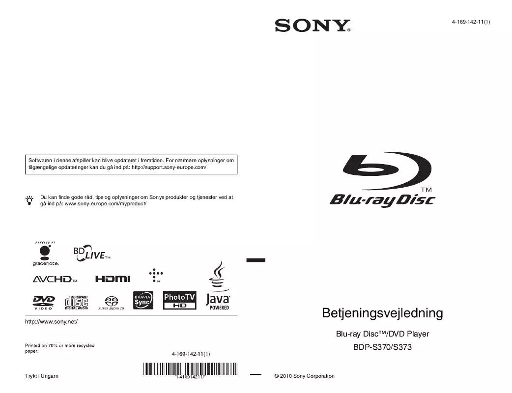 Mode d'emploi SONY BDP-S373