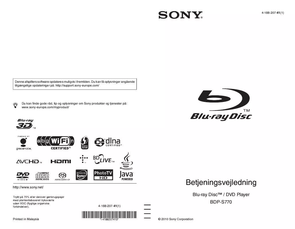 Mode d'emploi SONY BDP-S770