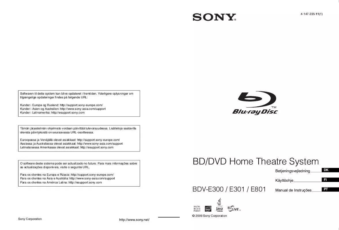 Mode d'emploi SONY BDV-E300