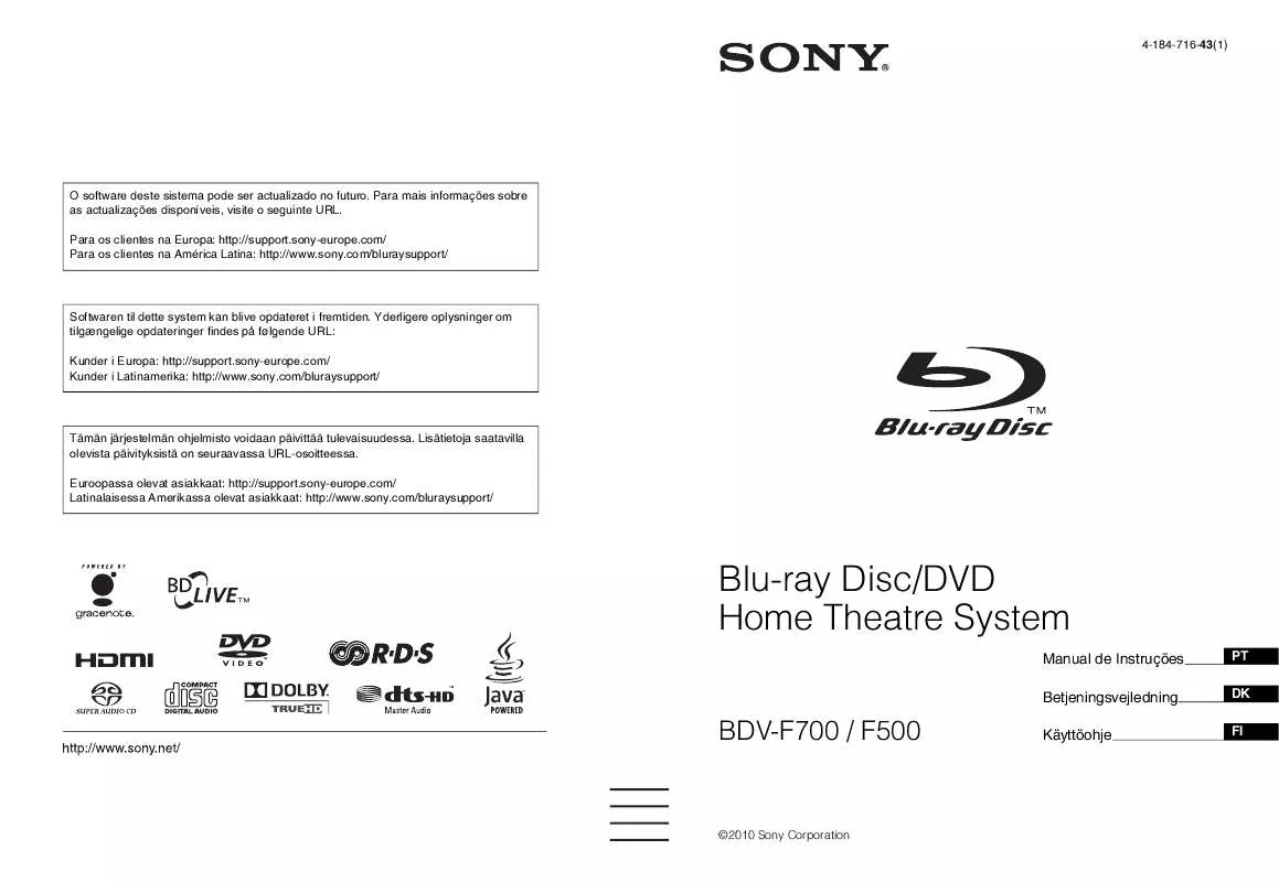 Mode d'emploi SONY BDV-F500