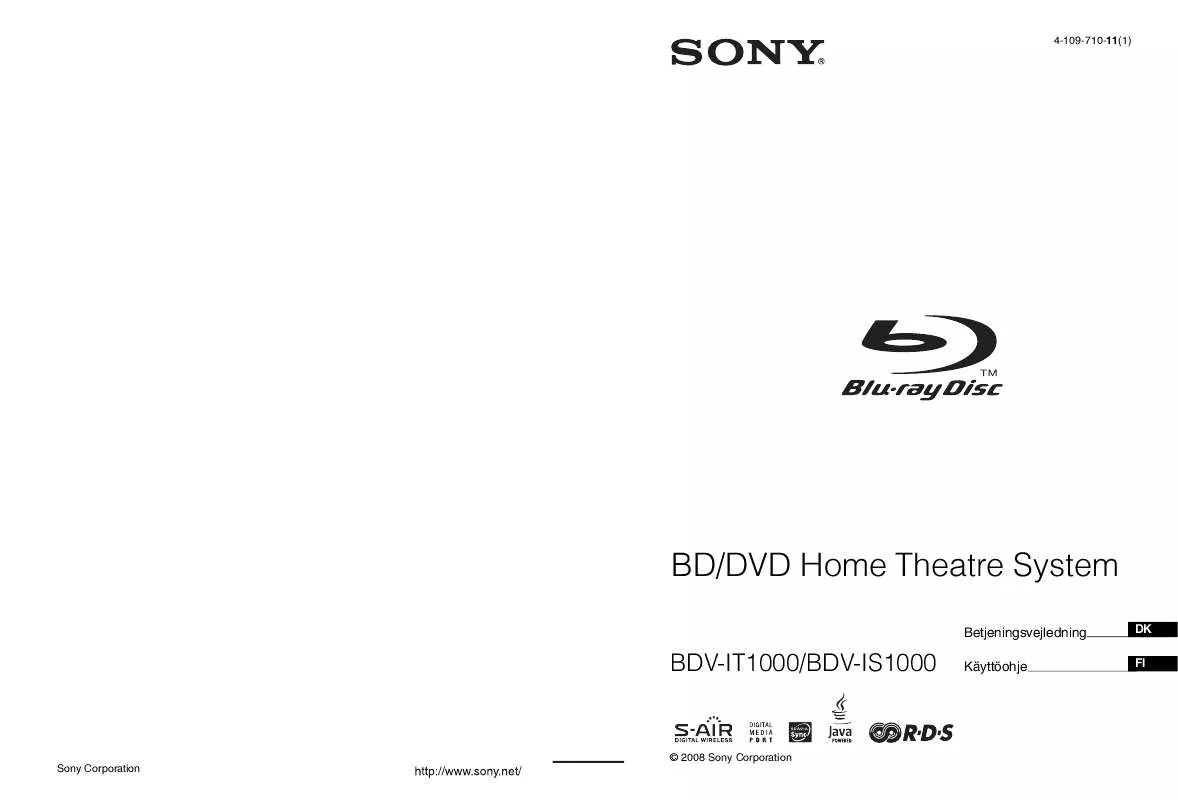 Mode d'emploi SONY BDV-IS1000