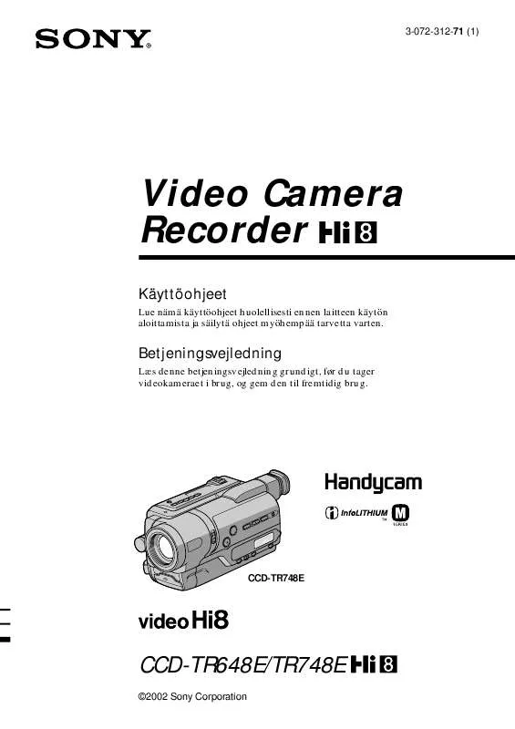 Mode d'emploi SONY CCD-TR648E