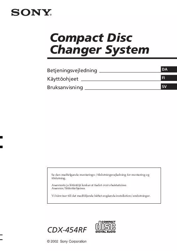 Mode d'emploi SONY CDX-454RF