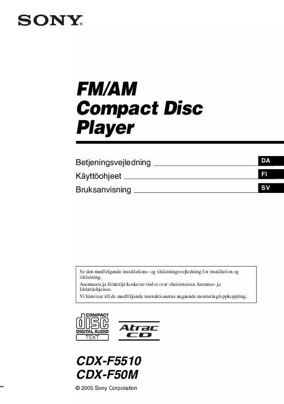 Mode d'emploi SONY CDX-F50M