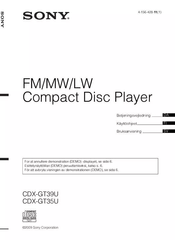 Mode d'emploi SONY CDX-GT35U