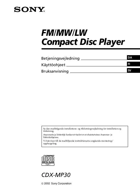 Mode d'emploi SONY CDX-MP30