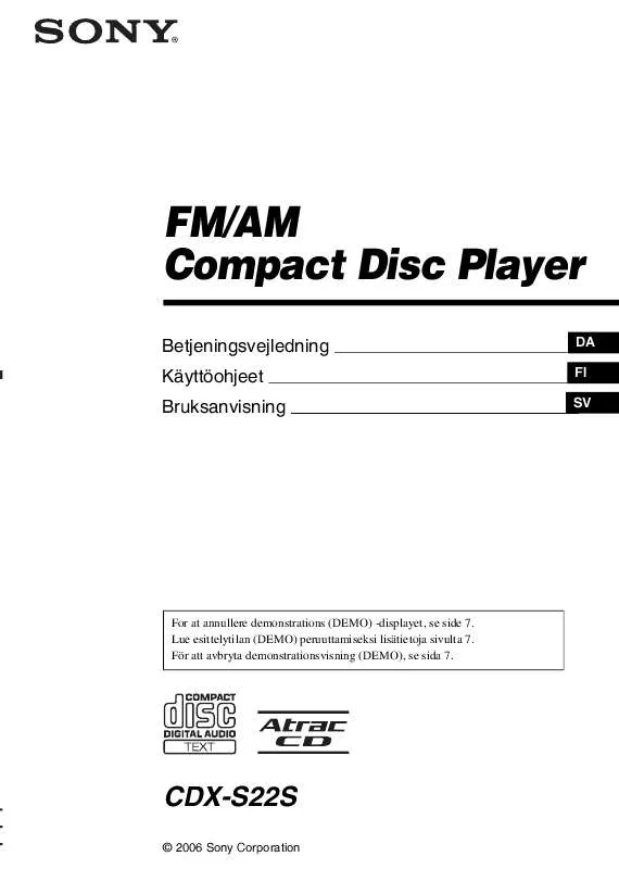 Mode d'emploi SONY CDX-S22S