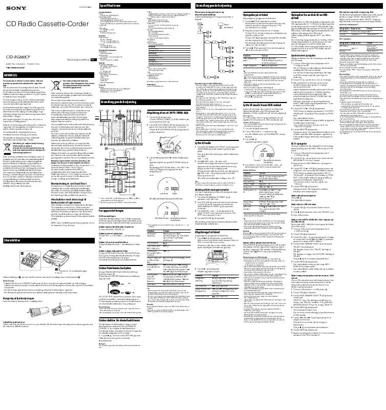 Mode d'emploi SONY CFD-RG880CP