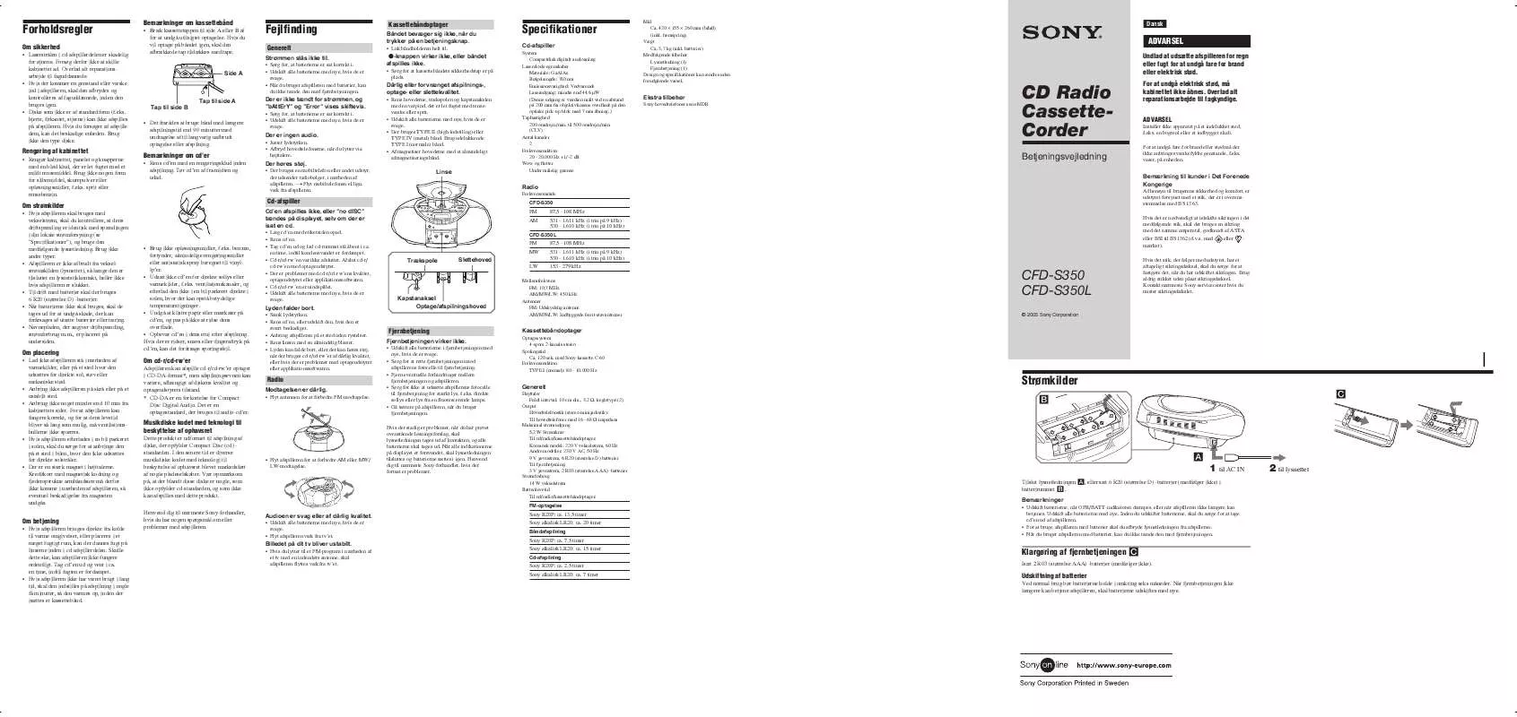 Mode d'emploi SONY CFD-S350